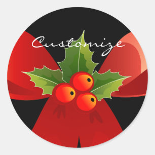 Pegatina Redonda Red Ribbon Bow Holly Thunder_Cove