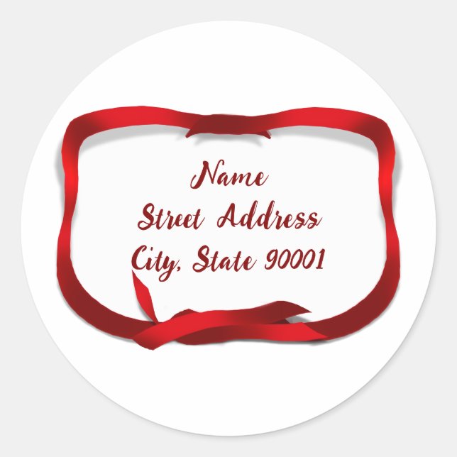 Pegatina Redonda Red Ribbon Gift Tag Christmas  (Anverso)