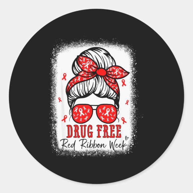 Pegatina Redonda Red Ribbon Week Awareness Coquette Drug Anti-drug  (Anverso)