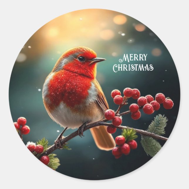 Pegatina Redonda Red Robin Holiday Sticker (Anverso)
