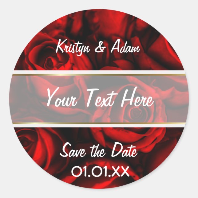 Pegatina Redonda Red Rose Elegance (Anverso)