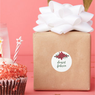 Pegatina Redonda Red Roses Boho Boda