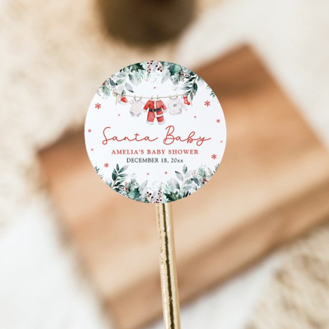 Pegatina Redonda Red Santa Baby Navidades Baby Clothes Baby Shower (Subido por el creador)