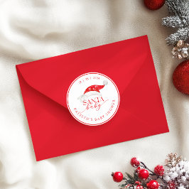 Pegatina Redonda Red Santa Baby Shower