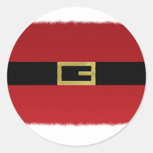 Pegatina Redonda Red Santa Claus Belt & White Fur Navidades