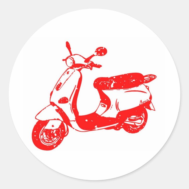 Pegatina Redonda Red Scooter (Anverso)