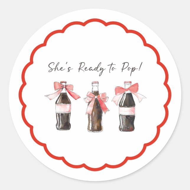 Pegatina Redonda Red Soda Baby Ready to POP Round Sticker (Anverso)