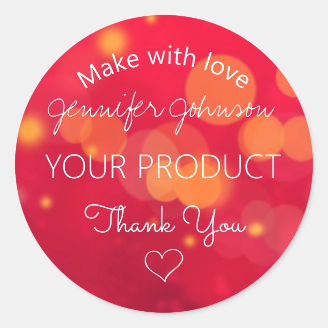 Pegatina Redonda Red Sparkle (Anverso)