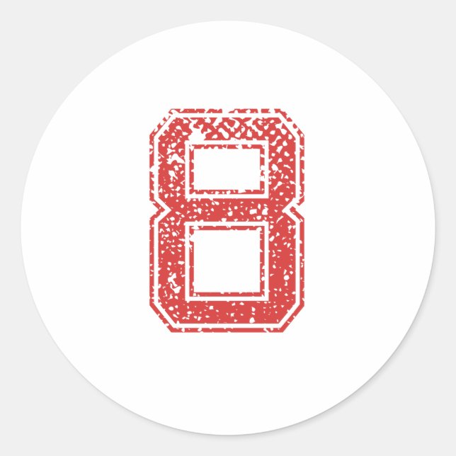 Pegatina Redonda Red Sports Jerzee Número 8 (Anverso)