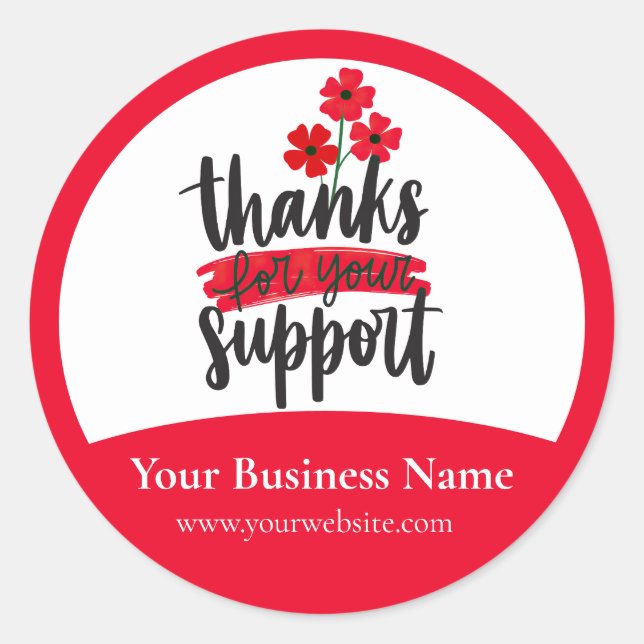 Pegatina Redonda Red Thank you packaging sticker (Anverso)