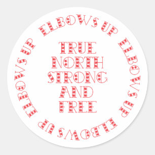 Pegatina Redonda Red True North Strand y Free Elbows Up