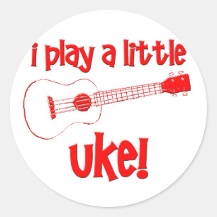 Pegatina Redonda Red Ukulele