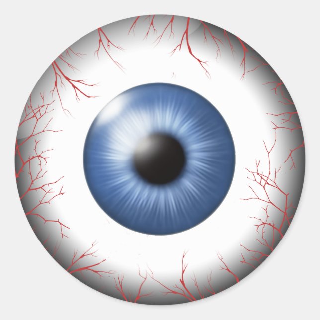 Pegatina Redonda Red Vein Eyeballs Blue ID541 (Anverso)