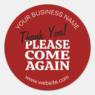 Pegatina Redonda Red Vintage Inspiró "¡Gracias, Ven De Nuevo!"