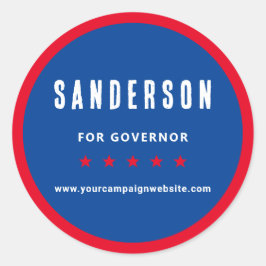 Pegatina Redonda Red White Blue Political Election Campaign Name