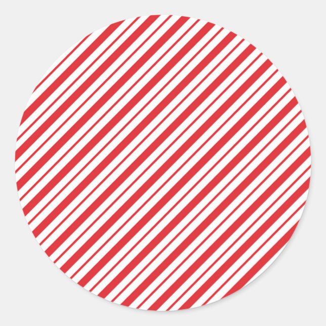 Pegatina Redonda Red White Candycane Stripes Navidades de vacacione (Anverso)