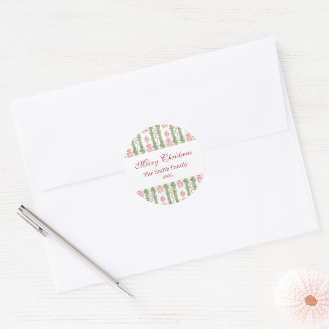 Pegatina Redonda Red & White Chinoiserie Garland Grandmillennial (Sobre)