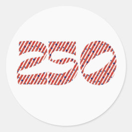 Pegatina Redonda Red White Stripe Blue Stars America 250 Birthday