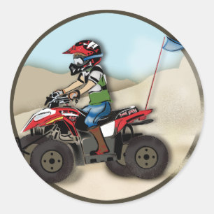 Pegatina Redonda Red y negro ATV Kid