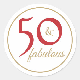 Pegatina Redonda Red y Oro 50 y una tipografía fabulosa
