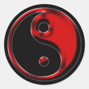 Pegatina Redonda Red Yin Yang