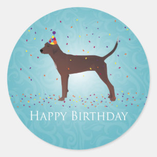 Pegatina Redonda Redbone Coonhound Happy Birday Design