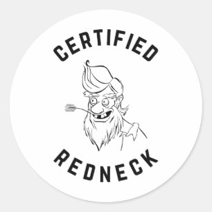 Pegatina Redonda Redneck certificado - Happy Hillbilly