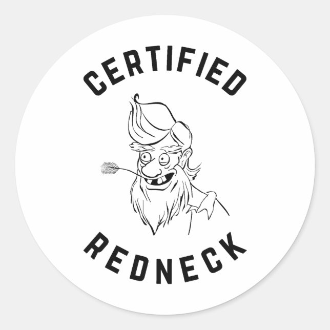 Pegatina Redonda Redneck certificado - Happy Hillbilly (Anverso)