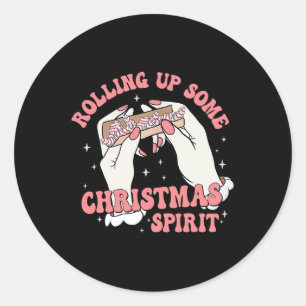 Pegatina Redonda Redoblar algunos Navidades de los pasteles de árbo