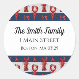 Pegatina Redonda Redonda de langostas náuticas