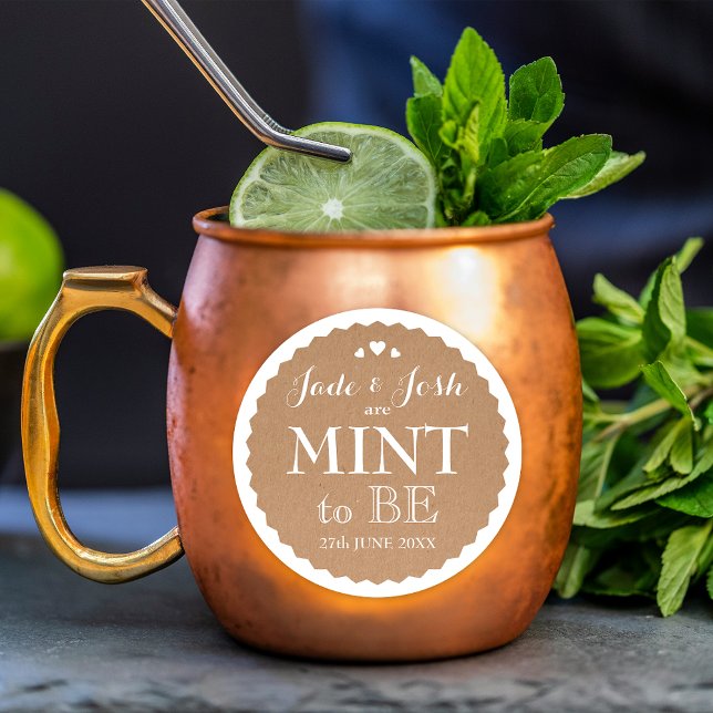 Pegatina Redonda Redondo de Bodas de papel Kraft Mint (Subido por el creador)