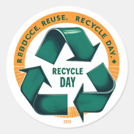 Pegatina Redonda Reduce Reuse Recycle Eco Tee