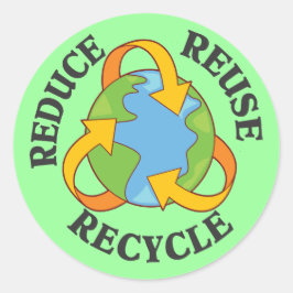 Pegatina Redonda Reducir el reciclaje de reutilización