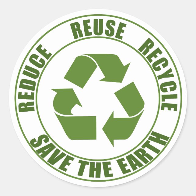 Pegatina Redonda Reducir el reciclaje de reutilización (Anverso)