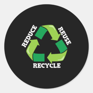Pegatina Redonda Reducir la reutilización reciclar madre naturaleza