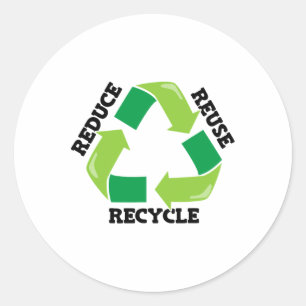 Pegatina Redonda Reducir la reutilización reciclar madre naturaleza