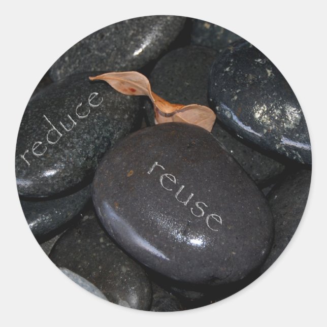 Pegatina Redonda reducir las rocas de reutilización (Anverso)