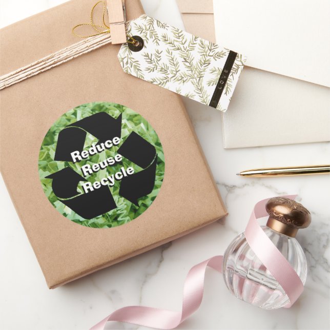 Pegatina Redonda Reducir, reutilizar, reciclar (Regalar)