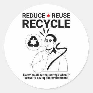 Pegatina Redonda Reducir, reutilizar, reciclar _ Protección ambient