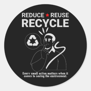 Pegatina Redonda Reducir, reutilizar, reciclar _ Protección ambient