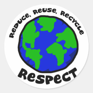 Pegatina Redonda Reducir, reutilizar, reciclar, respetar Pegatinas