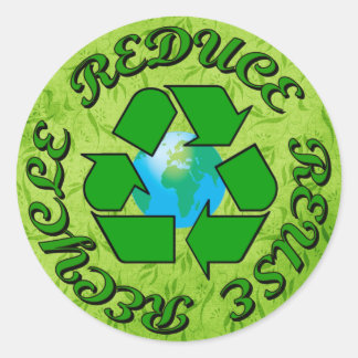 Pegatina Redonda Reduzca la reutilización reciclan
