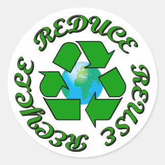 Pegatina Redonda Reduzca la reutilización reciclan