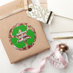 Pegatina Redonda Reduzca, reutilice, recicle