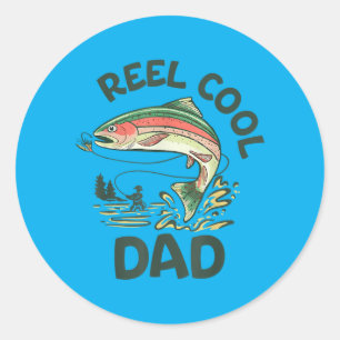 Pegatina Redonda Reel Cool Dad Nuevo Padre Vida Pescador Día del Pa