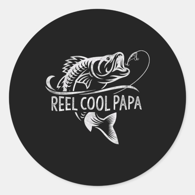 Pegatina Redonda Reel Cool Papa Fishing Dad Gifts Father's Day Fish (Anverso)