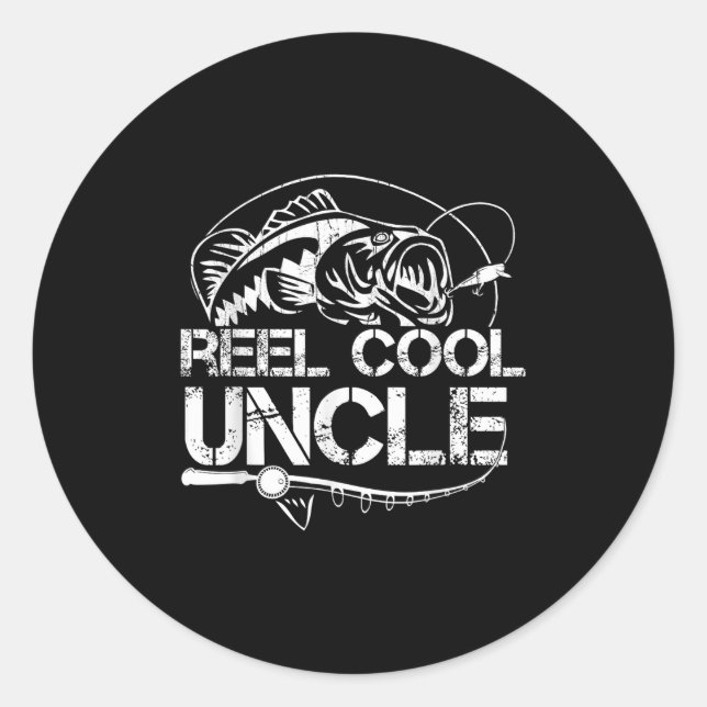 Pegatina Redonda Reel Cool Uncle Fishing Daddy Fathers Day Dad For  (Anverso)