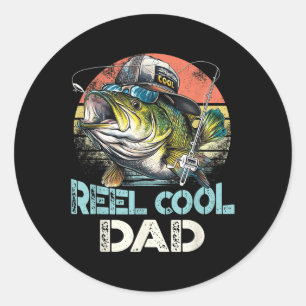 Pegatina Redonda Reel Guay Dad Fishing Vintage Retro Fathers Day