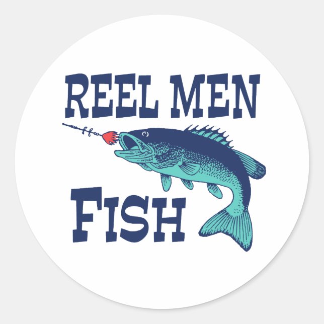 Pegatina Redonda Reel Men Fish (Anverso)