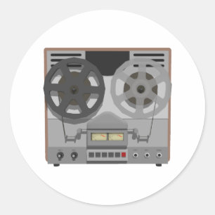 Pegatina Redonda Reel to Reel Tape Player: 3D Model: